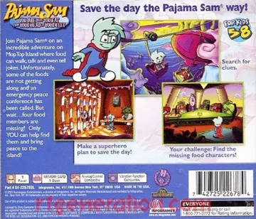 Pajama Sam - You Are What You Eat from Your Head to Your Feet (US) box cover back